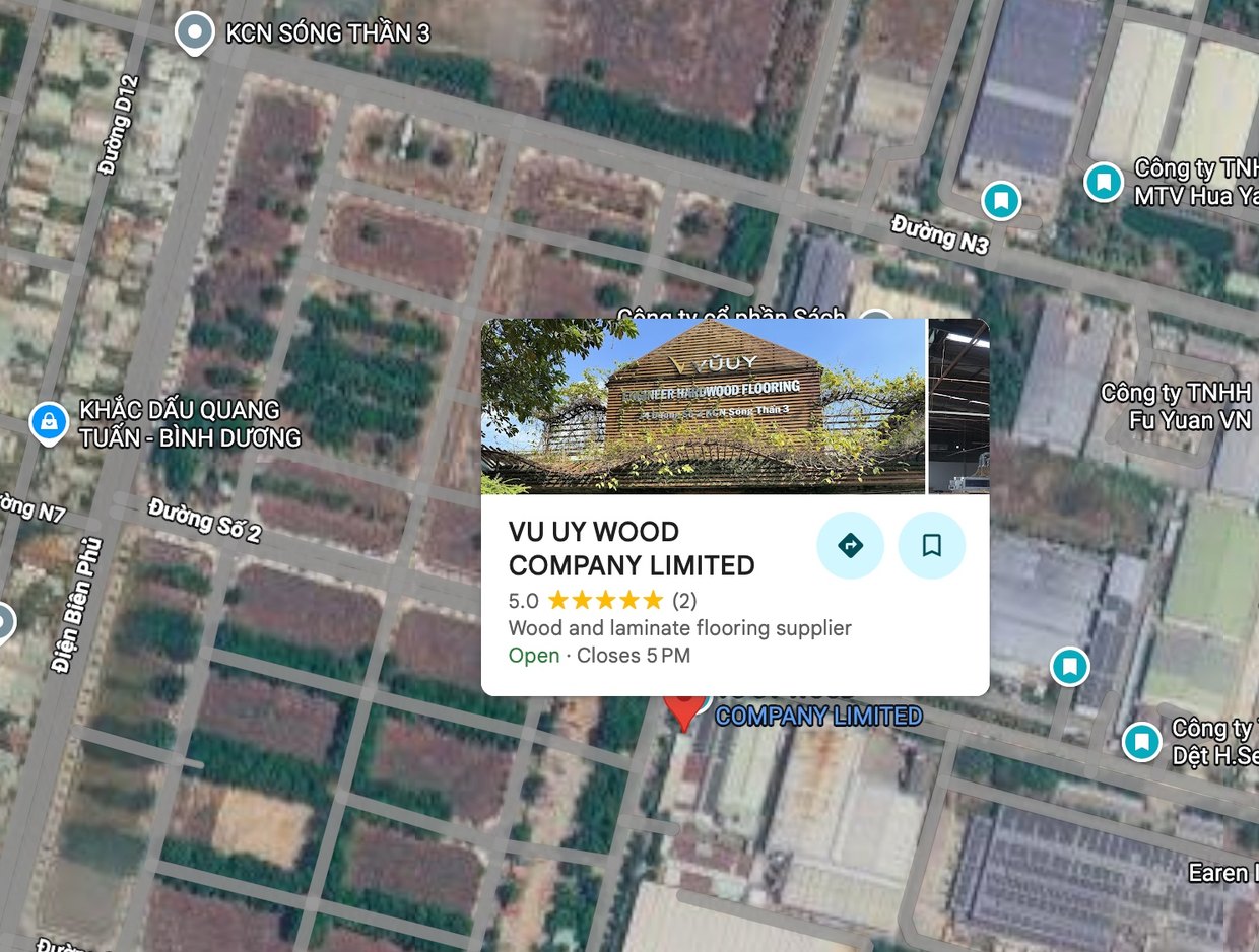 Vu Uy Wood factory on Google Maps